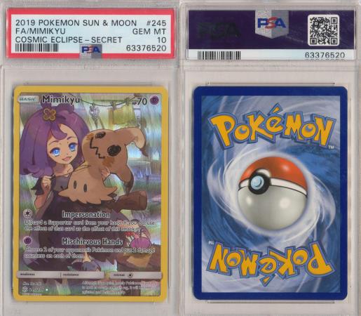 Mimikyu 245 236 PSA 10 GEM MT Secret Rare Cosmic Eclipse 6520 Mimikyu 245 236 PSA 10 GEM MT Secret Rare Cosmic Eclipse 6520