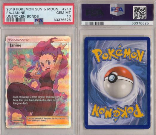 Janine 210 214 PSA 10 GEM MT Full Art Ultra Rare Unbroken Bonds 6625 Janine 210 214 PSA 10 GEM MT Full Art Ultra Rare Unbroken Bonds 6625