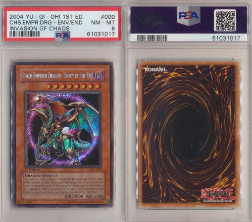 Chaos Emperor Dragon Envoy Of The End IOC-000 PSA 8 NM-MT Sec Rare 1st