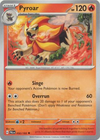 Pyroar 032 193 Uncommon Scarlet Violet Paldea Evolved Singles Pyroar 032 193 Uncommon Scarlet Violet Paldea Evolved Singles