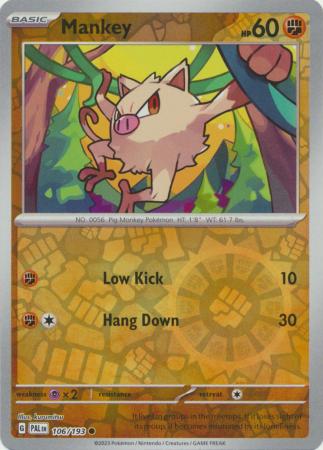 Mankey 106 193 Common Reverse Holo Scarlet Violet Paldea Evolved Reverse Holo Singles Mankey 106 193 Common Reverse Holo Scarlet Violet Paldea Evolved Reverse Holo Singles