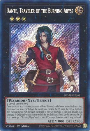Dante Traveler of the Burning Abyss BLMR EN081 Secret Rare 1st Edition Dante Traveler of the Burning Abyss BLMR EN081 Secret Rare 1st Edition