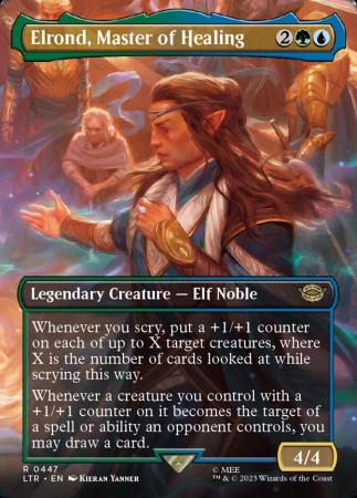 Elrond Master of Healing 0447 Alternate Art Borderless The Lord of the Rings Tales of Middle Earth Collector Booster Singles Elrond Master of Healing 0447 Alternate Art Borderless The Lord of the Rings Tales of Middle Earth Collector Booster Singles
