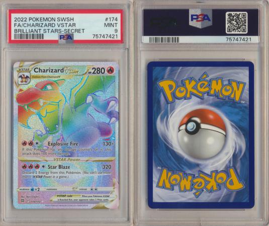 Best price on Mercari! PSA 9 Charizard VSTAR Rainbow sale 174/172 Brilliant Stars