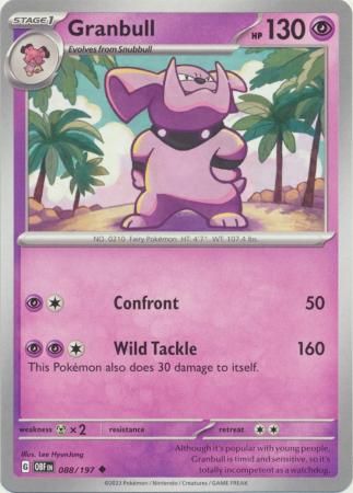 Granbull 088 197 Uncommon Obsidian Flames Singles Granbull 088 197 Uncommon Obsidian Flames Singles