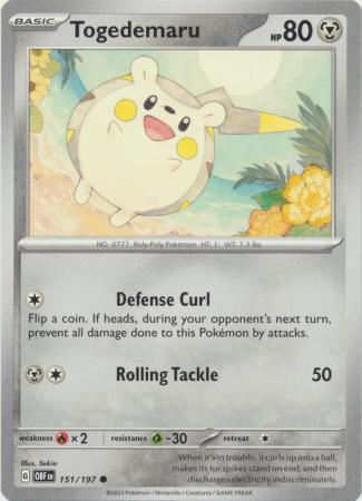 Togedemaru 151 197 Common Obsidian Flames Singles Togedemaru 151 197 Common Obsidian Flames Singles