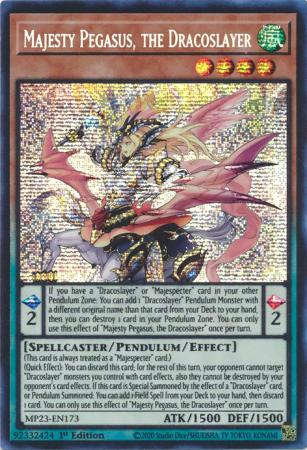 Majesty Pegasus the Dracoslayer MP23 EN173 Prismatic Secret Rare 1st Edition 
