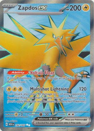 Zapdos ex - 192/165 Full Art Ultra Rare - Pokemon 151 Set – JAB