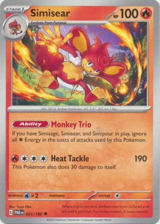 Simisear 021 182 Uncommon Scarlet Violet Paradox Rift Singles Simisear 021 182 Uncommon Scarlet Violet Paradox Rift Singles
