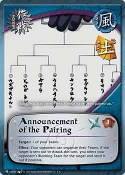 Announcement of the Pairing M US047 Rare Announcement of the Pairing M US047 Rare