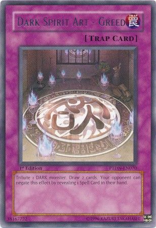 Dark Spirit Art Greed PTDN EN070 Rare 1st Edition Dark Spirit Art Greed PTDN EN070 Rare 1st Edition
