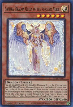 Saffira Dragon Queen of the Voiceless Voice PHNI EN020 Ultra Rare 1st Edition Saffira Dragon Queen of the Voiceless Voice PHNI EN020 Ultra Rare 1st Edition