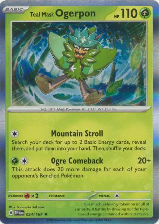 Teal Mask Ogerpon 024 167 Holo Rare Teal Mask Ogerpon 024 167 Holo Rare