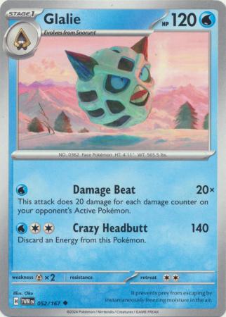 Glalie 052 167 Uncommon Scarlet and Violet Twilight Masquerade Singles Glalie 052 167 Uncommon Scarlet and Violet Twilight Masquerade Singles