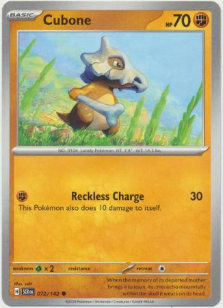 Cubone 072 142 Common Scarlet Violet Stellar Crown Singles Cubone 072 142 Common Scarlet Violet Stellar Crown Singles