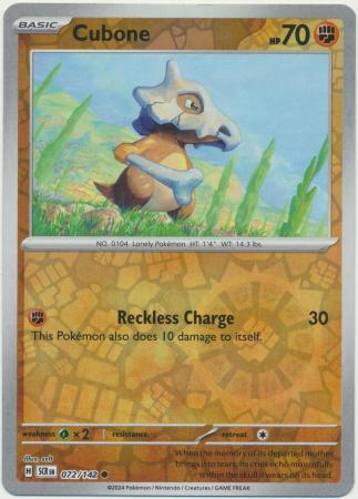 Cubone 072 142 Common Reverse Holo Scarlet Violet Stellar Crown Reverse Singles Cubone 072 142 Common Reverse Holo Scarlet Violet Stellar Crown Reverse Singles