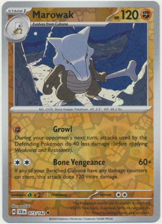 Marowak 073 142 Uncommon Reverse Holo Marowak 073 142 Uncommon Reverse Holo