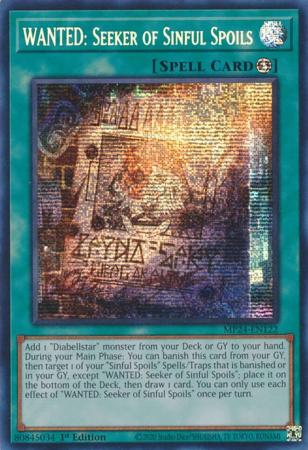 WANTED Seeker of Sinful Spoils MP24 EN122 Prismatic Secret Rare 1st Edition WANTED Seeker of Sinful Spoils MP24 EN122 Prismatic Secret Rare 1st Edition
