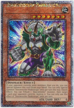 Dinowrestler Pankratops MP24 EN047 1st Edition QCR Shifted Name Misprint Mega Tin 2024 Dueling Mirrors Misprint Singles Dinowrestler Pankratops MP24 EN047 1st Edition QCR Shifted Name Misprint Mega Tin 2024 Dueling Mirrors Misprint Singles