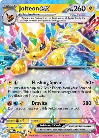 Jolteon ex 030 131 Ultra Rare Scarlet Violet Prismatic Evolutions Singles Jolteon ex 030 131 Ultra Rare Scarlet Violet Prismatic Evolutions Singles