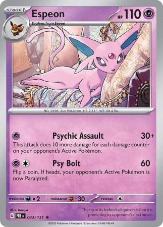 Espeon 033 131 Holo Rare Scarlet Violet Prismatic Evolutions Singles Espeon 033 131 Holo Rare Scarlet Violet Prismatic Evolutions Singles