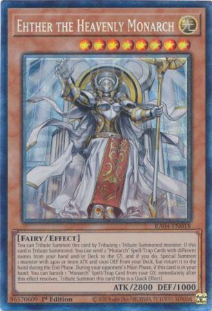 Ehther the Heavenly Monarch RA04 EN018 Collector s Rare 1st Edition Quarter Century Stampede 1st Edition Singles Ehther the Heavenly Monarch RA04 EN018 Collector s Rare 1st Edition Quarter Century Stampede 1st Edition Singles