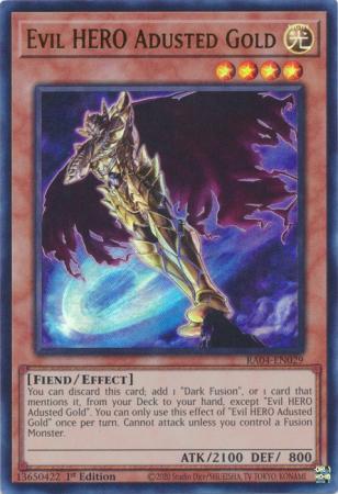 Evil HERO Adusted Gold RA04 EN029 Ultra Rare 1st Edition Evil HERO Adusted Gold RA04 EN029 Ultra Rare 1st Edition