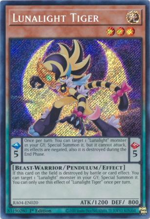 Lunalight Tiger RA04 EN020 Secret Rare 1st Edition Quarter Century Stampede 1st Edition Singles Lunalight Tiger RA04 EN020 Secret Rare 1st Edition Quarter Century Stampede 1st Edition Singles