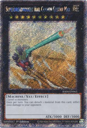 Superdreadnought Rail Cannon Gustav Max RA04 EN063 Plat Secret Rare 1st Edition Superdreadnought Rail Cannon Gustav Max RA04 EN063 Plat Secret Rare 1st Edition