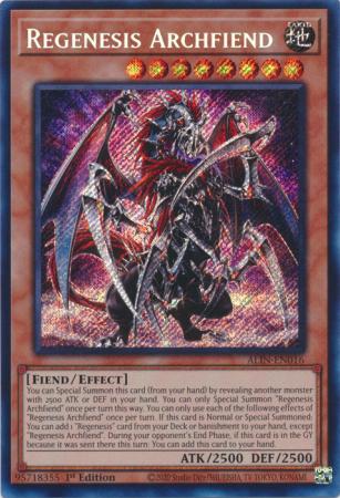 Regenesis Archfiend ALIN EN016 Secret Rare 1st Edition Regenesis Archfiend ALIN EN016 Secret Rare 1st Edition