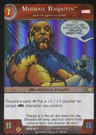 Mikhail Rasputin Age of Apocalypse MAA 017 Common Vs System Marvel Age Of Apocalypse Mikhail Rasputin Age of Apocalypse MAA 017 Common Vs System Marvel Age Of Apocalypse