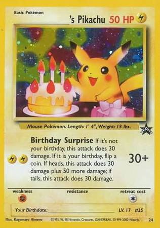Black Star PROMO Pokemon Cards NM//M Birthday Pikachu HOLO RARE #24