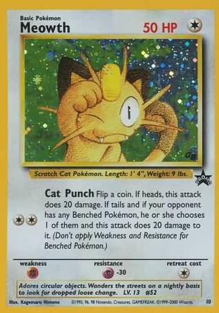 Pokemon TCG Cards Meowth 10 WOTC GB Black Star Promo Holo LP 
