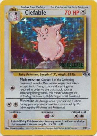 Clefable 1 64 Pre Release Promo Pokemon Pre Release Promos Clefable 1 64 Pre Release Promo Pokemon Pre Release Promos