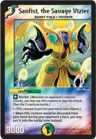 Sanfist the Savage Vizier Duelmasters Shockwaves of the Shattered Rainbow Singles DM 10 Sanfist the Savage Vizier Duelmasters Shockwaves of the Shattered Rainbow Singles DM 10