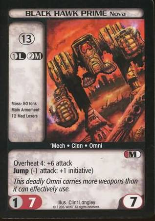Black Hawk Prime Nova Common Battletech Limited Edition Singles Black Hawk Prime Nova Common Battletech Limited Edition Singles