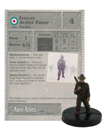 55 Italian Alpine Troop North Africa Axis Allies Miniatures Uncommon 55 Italian Alpine Troop North Africa Axis Allies Miniatures Uncommon