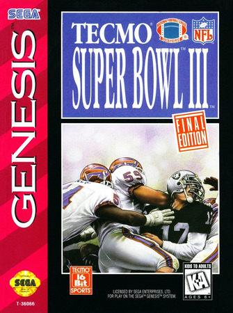 Tecmo Super Bowl III Final Edition Sega Genesis Sega Genesis Tecmo Super Bowl III Final Edition Sega Genesis Sega Genesis