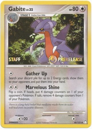 Gabite 48 123 Staff Pre Release Promo Pokemon Pre Release Promos Gabite 48 123 Staff Pre Release Promo Pokemon Pre Release Promos