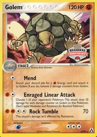 Golem 6 92 Regional Championships Promo Pokemon Championship League Organized Play Promos Golem 6 92 Regional Championships Promo Pokemon Championship League Organized Play Promos
