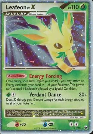 Pokemon Card = Leafeon LV.X = Majestic Dawn Holo 99/100 Ultra Rare