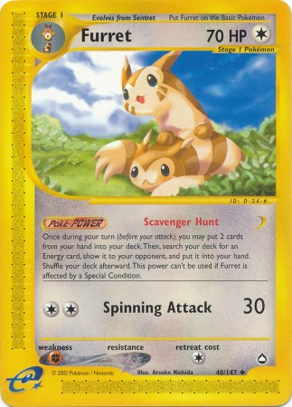 Furret 48 147 Uncommon Aquapolis Singles Furret 48 147 Uncommon Aquapolis Singles