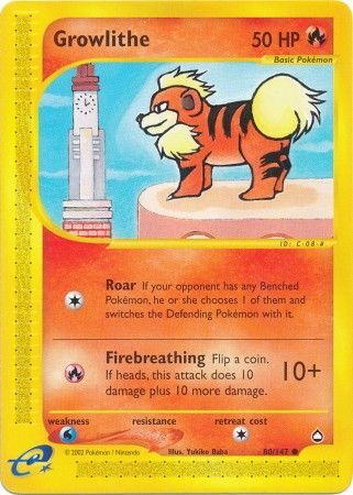 Growlithe 80 147 Common Aquapolis Singles Growlithe 80 147 Common Aquapolis Singles