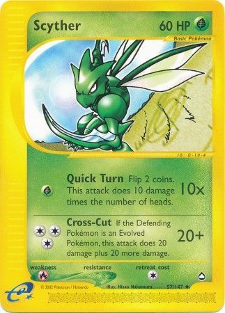Scyther 57 147 Uncommon Aquapolis Singles Scyther 57 147 Uncommon Aquapolis Singles