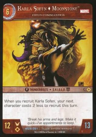 Karla Sofen Moonstone Field Commander MUN 061 Uncommon Vs System Marvel Universe Karla Sofen Moonstone Field Commander MUN 061 Uncommon Vs System Marvel Universe