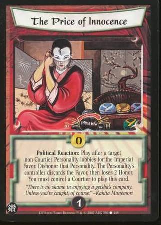 The Price of Innocence 290 Common L5R Diamond Edition The Price of Innocence 290 Common L5R Diamond Edition