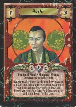 Yoshi Experienced Togashi Yoshi Brotherhood of Shinsei Uncommon L5R Jade Edition Yoshi Experienced Togashi Yoshi Brotherhood of Shinsei Uncommon L5R Jade Edition