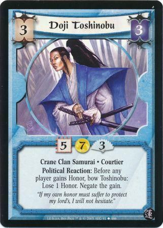 Doji Toshinobu Crane 91 Uncommon L5R Lotus Edition Doji Toshinobu Crane 91 Uncommon L5R Lotus Edition