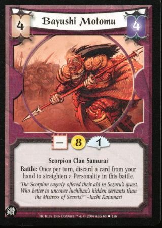 Bayushi Motomu Scorpion 60 Uncommon The Hidden City Bayushi Motomu Scorpion 60 Uncommon The Hidden City