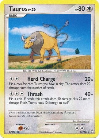 Tauros 74 146 Uncommon Diamond Pearl Legends Awakened Singles Tauros 74 146 Uncommon Diamond Pearl Legends Awakened Singles